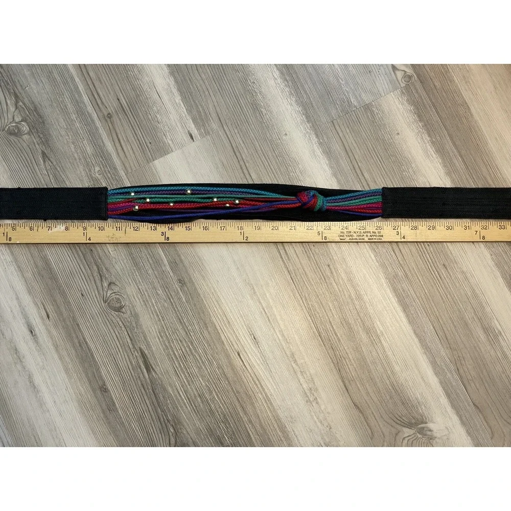 BRAIDED ROPE BELT GOLD TRIM USA‎ VTG 80s Beads Knot GENNIE JOHANSEN Statement